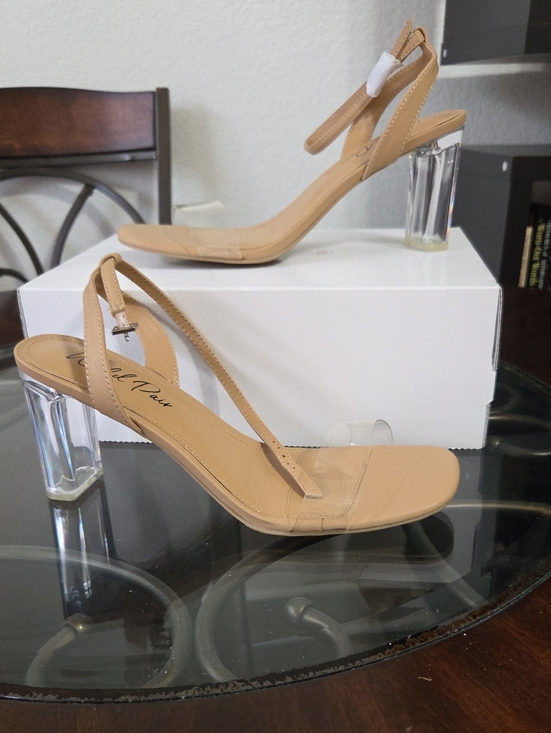 Wild Pair Shoes - Wild Pair Nude Slingback Clear Block Heel Sandals